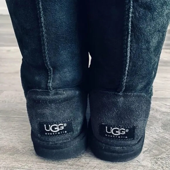 UGG Classic Short Boots Blue Womens 6 Dark Teal Leather Suede Sheepskin #5825