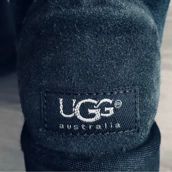 UGG Classic Short Boots Blue Womens 6 Dark Teal Leather Suede Sheepskin #5825