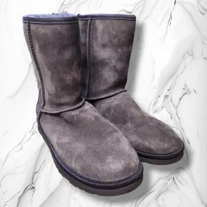 Ugg Classic Short Boots Swarovski Crystal Bows Gray Women size 7