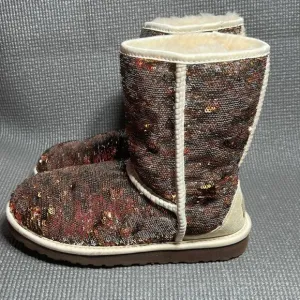 UGG Classic Short Boots Womens Size 6 Multicolor Sequin Sparkling 3353 Pull‎ On