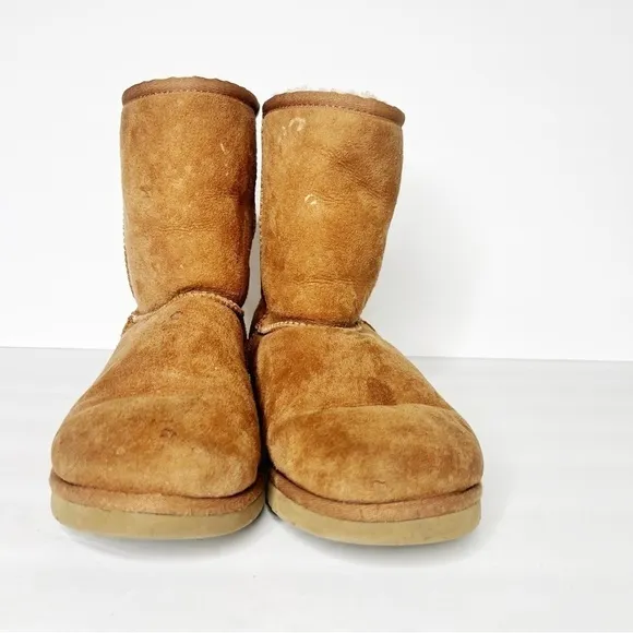 UGG Classic Short Chestnut Sherpa Suede Boots Winter Snow Size 5 Women’s