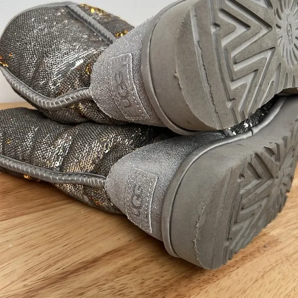 UGG Classic Short Cosmos Sequin Silver Gold Boots