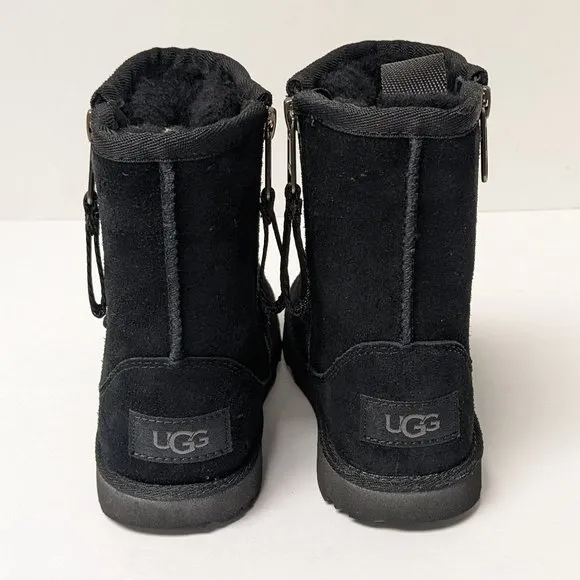 UGG Classic Short II Dual Zip Boots, Black Suede, Little Kids 11 M