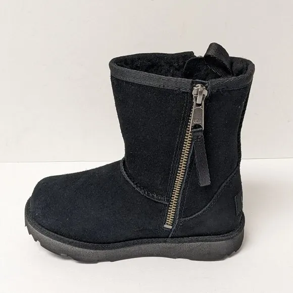 UGG Classic Short II Dual Zip Boots, Black Suede, Little Kids 11 M