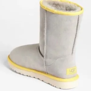 Ugg Classic Short II Limited Edition Grey with Yellow Piping Winter Boots, 10