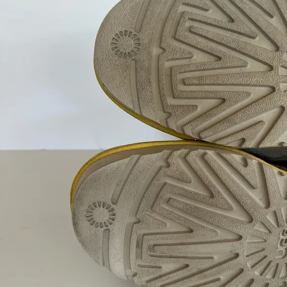 Ugg Classic Short II Limited Edition Grey with Yellow Piping Winter Boots, 10