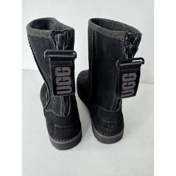 UGG Classic Short Logo Zip Black Boots EU 36 US 5 NEW