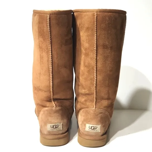 UGG Classic Tall Suede Leather Sheepskin Chestnut Boots Size 11