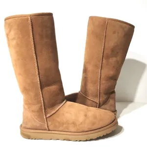 UGG Classic Tall Suede Leather Sheepskin Chestnut Boots Size 11