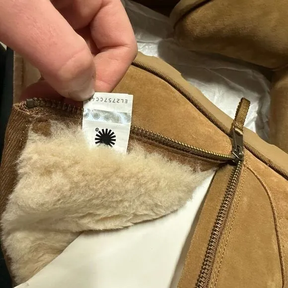 Ugg Classic Short Dual Zip Suede Shearling Boots Chestnut 5