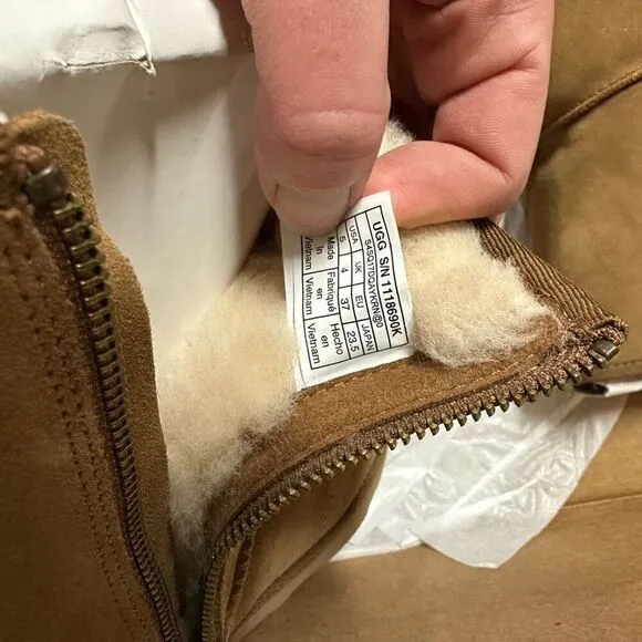 Ugg Classic Short Dual Zip Suede Shearling Boots Chestnut 5