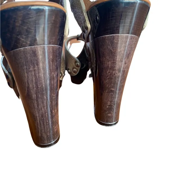 UGG Collection Metallic gold Ankle strap studded heels! decent condition