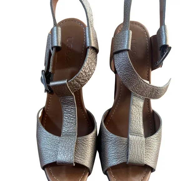UGG Collection Metallic gold Ankle strap studded heels! decent condition