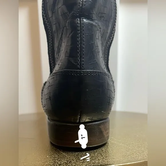 UGG Collection Nicoletta Tall Over the Knee Weave Leather Black Boots Italy 8.5