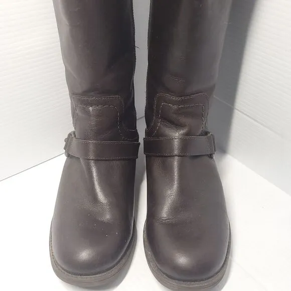 UGG Dahlen Women's Dark Brown Leather Lined Zip Up Riding Boots Size 7