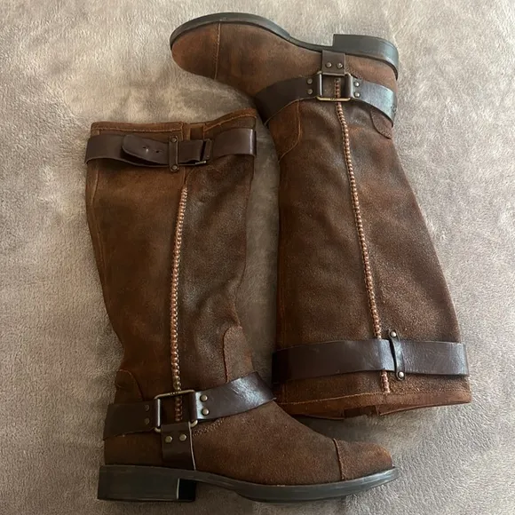 UGG Dree Brown Suede Harness Pull-on Riding Boots S/N 1005690 Size 7.5