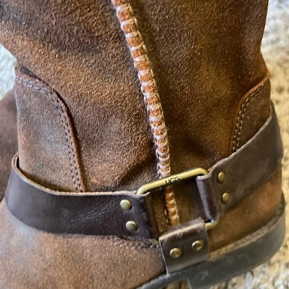 UGG Dree Brown Suede Harness Pull-on Riding Boots S/N 1005690 Size 7.5