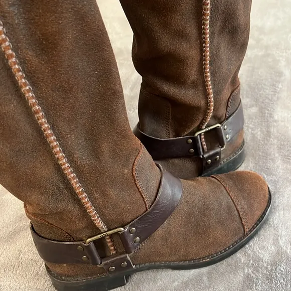 UGG Dree Brown Suede Harness Pull-on Riding Boots S/N 1005690 Size 7.5