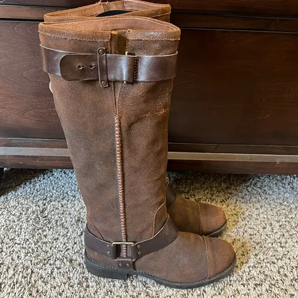 UGG Dree Brown Suede Harness Pull-on Riding Boots S/N 1005690 Size 7.5