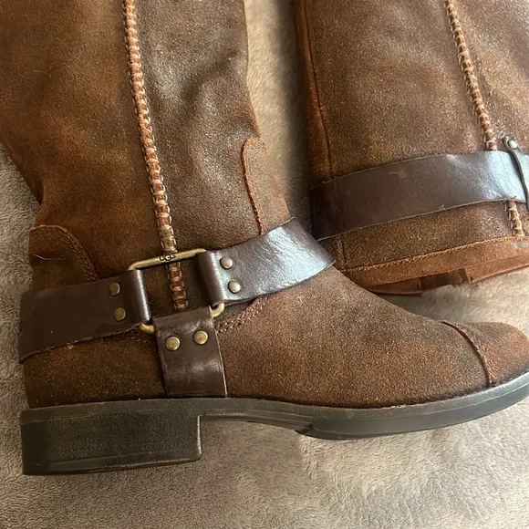 UGG Dree Brown Suede Harness Pull-on Riding Boots S/N 1005690 Size 7.5