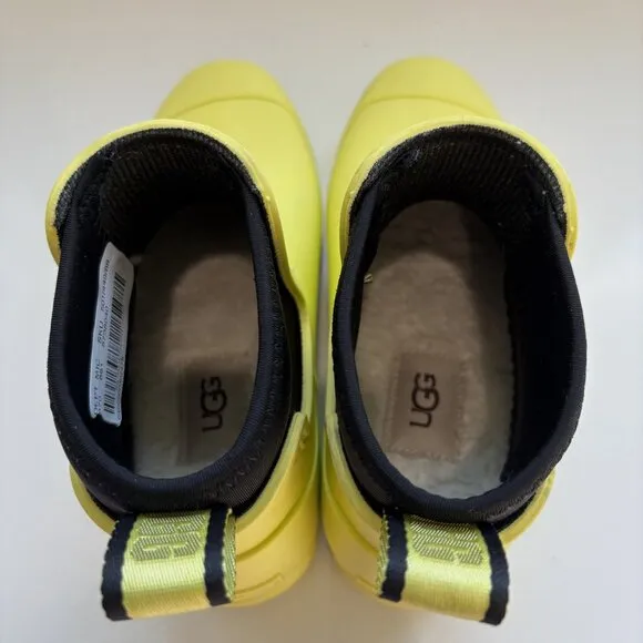 UGG Droplet Rain Boots Faux Fur Lined Booties Waterproof Pearfect Yellow Size 6