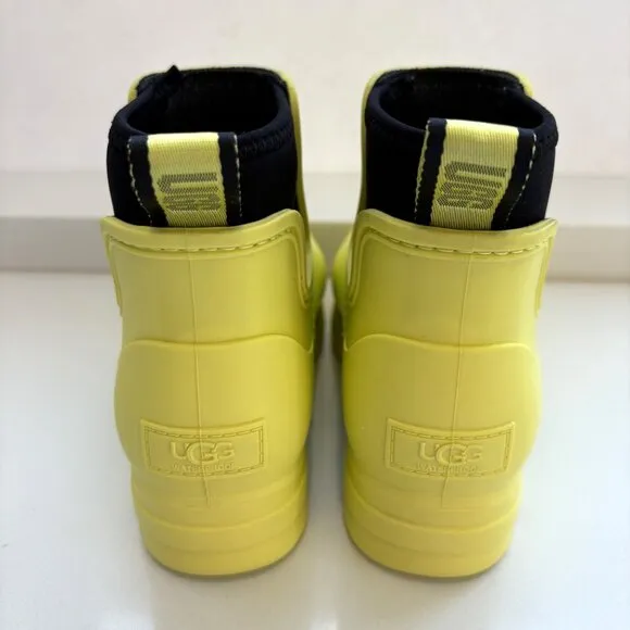UGG Droplet Rain Boots Faux Fur Lined Booties Waterproof Pearfect Yellow Size 6
