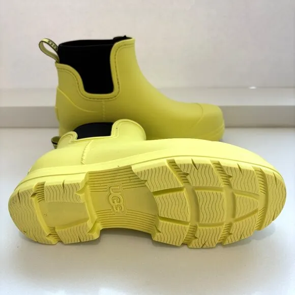 UGG Droplet Rain Boots Faux Fur Lined Booties Waterproof Pearfect Yellow Size 6