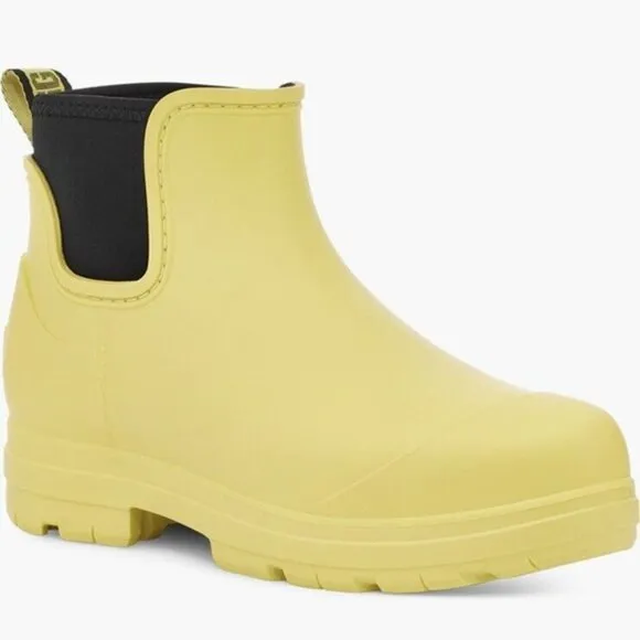 UGG Droplet Rain Boots Faux Fur Lined Booties Waterproof Pearfect Yellow Size 6