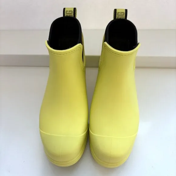 UGG Droplet Rain Boots Faux Fur Lined Booties Waterproof Pearfect Yellow Size 6