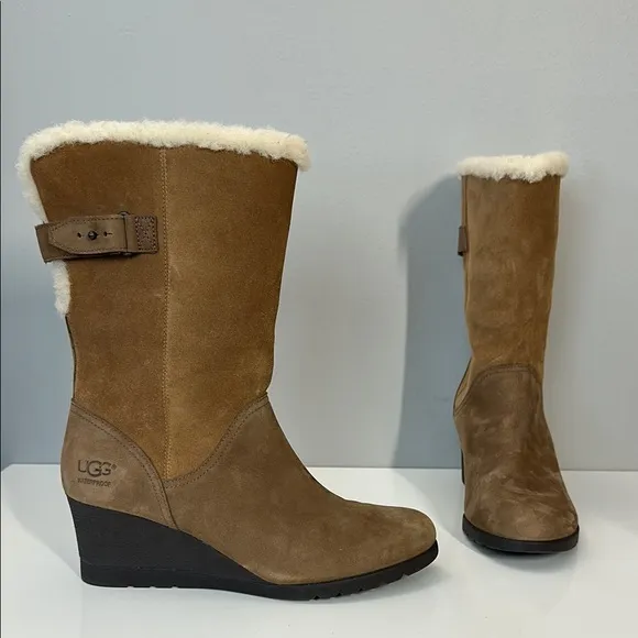 Ugg Edelina Chestnut Wedge Boots Size 9