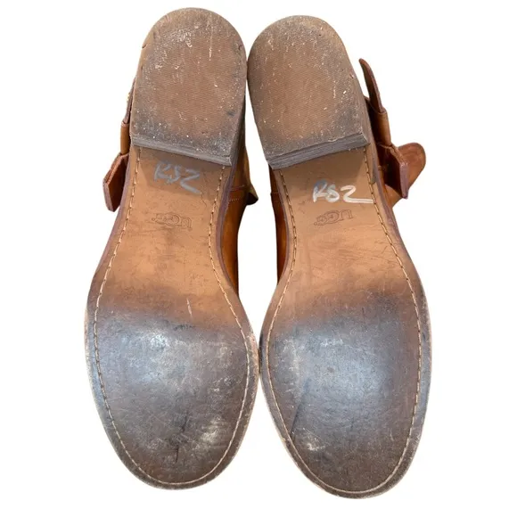 UGG~ ELORA Leather Short Boots in Chestnut