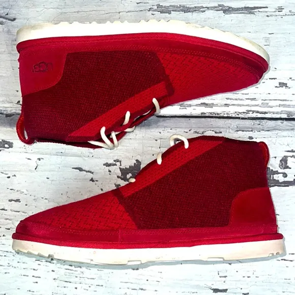 UGG For Men Neumel Hyperweave Wool / Suede Chukka Boots Flag Red US Size 10