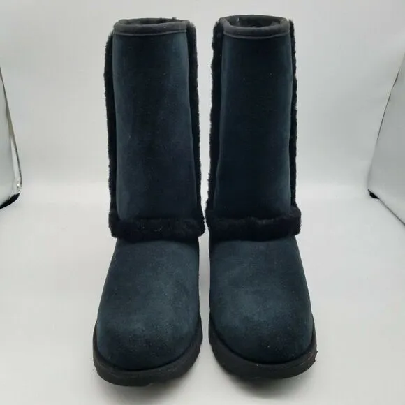 Ugg Girls Hadley II Black Waterproof Sheepskin Winter Snow Boots Size 5