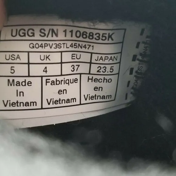 Ugg Girls Hadley II Black Waterproof Sheepskin Winter Snow Boots Size 5