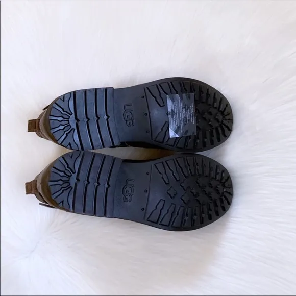 UGG Jaidyn Grizzly Leather Cozy Combat Boots