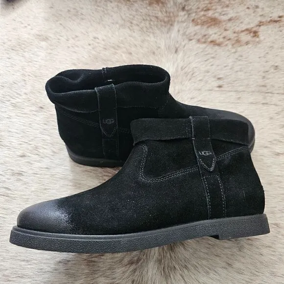 UGG Josefene Cuff Women's Suede Ankle Boots in Black NEW