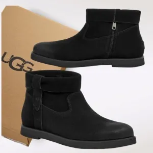 UGG Josefene Cuff Women's Suede Ankle Boots in Black NEW
