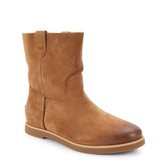 UGG Josefene Leather Short Boots in Chestnut, Size 5.5, New without Box