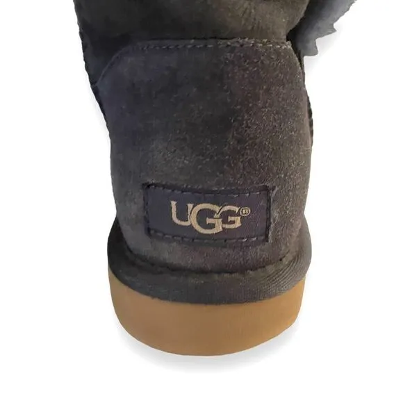UGG Keely Short Boots Navy Blue Suede Toggle