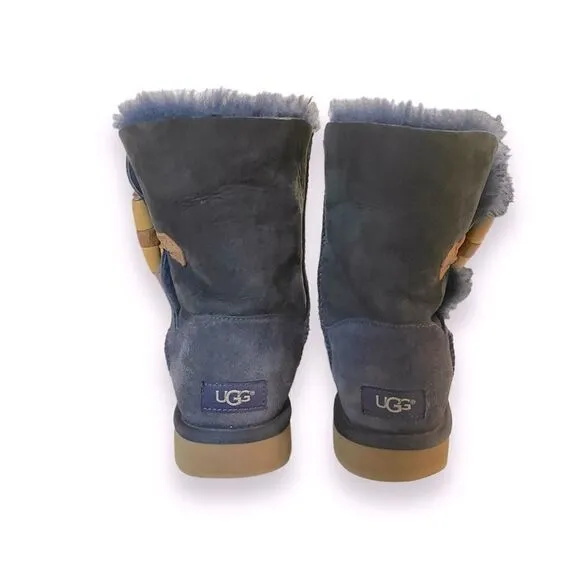 UGG Keely Short Boots Navy Blue Suede Toggle