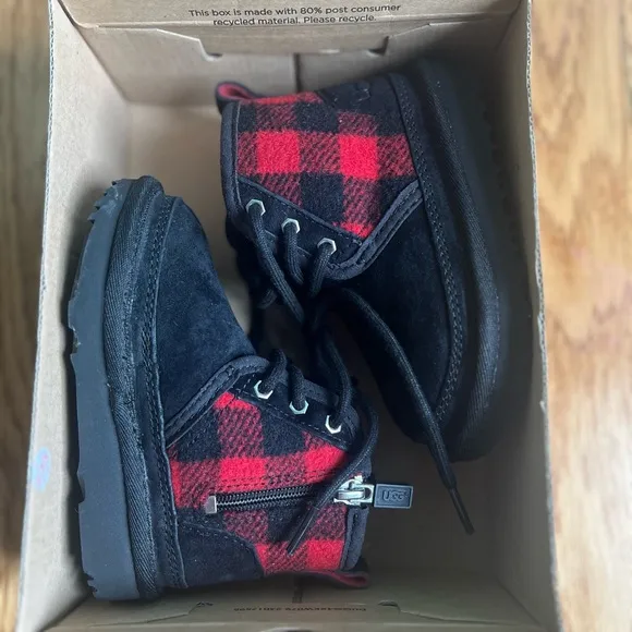 UGG Kids Black and Red Boots