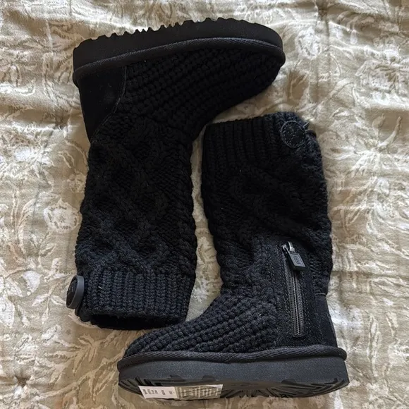 UGG Kids Black Knit Boots