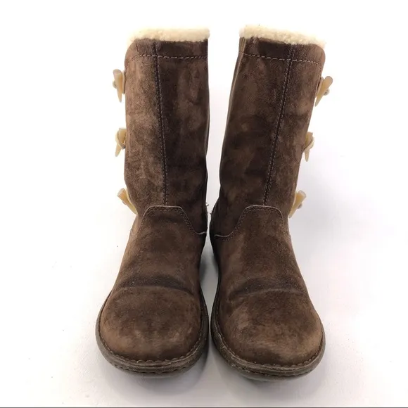 UGG Kona Brown Leather Toggle Winter Boots 7