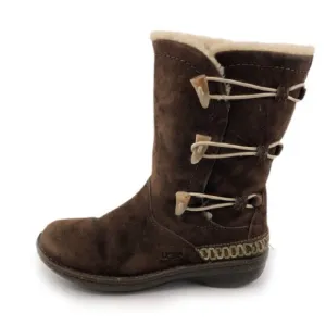 UGG Kona Brown Leather Toggle Winter Boots 7