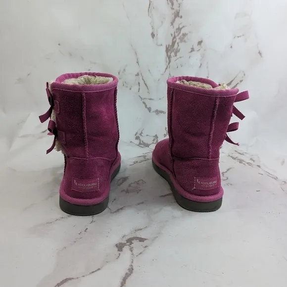 Ugg Koolaburra Boots Girl 3 Hot Pink Youth Kids Bow Tie Fandango Victoria Short