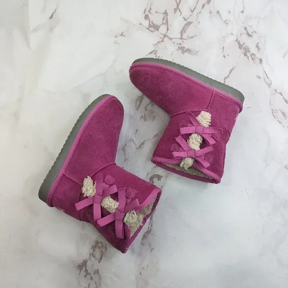 Ugg Koolaburra Boots Girl 3 Hot Pink Youth Kids Bow Tie Fandango Victoria Short