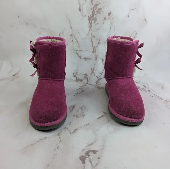 Ugg Koolaburra Boots Girl 3 Hot Pink Youth Kids Bow Tie Fandango Victoria Short