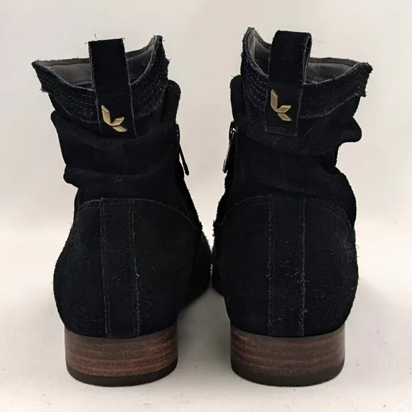 UGG Koolaburra Lorelei Suede Slouch Booties Side Zip Round Toe Black size 9.5