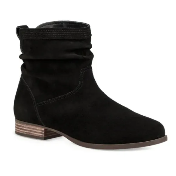 UGG Koolaburra Lorelei Suede Slouch Booties Side Zip Round Toe Black size 9.5
