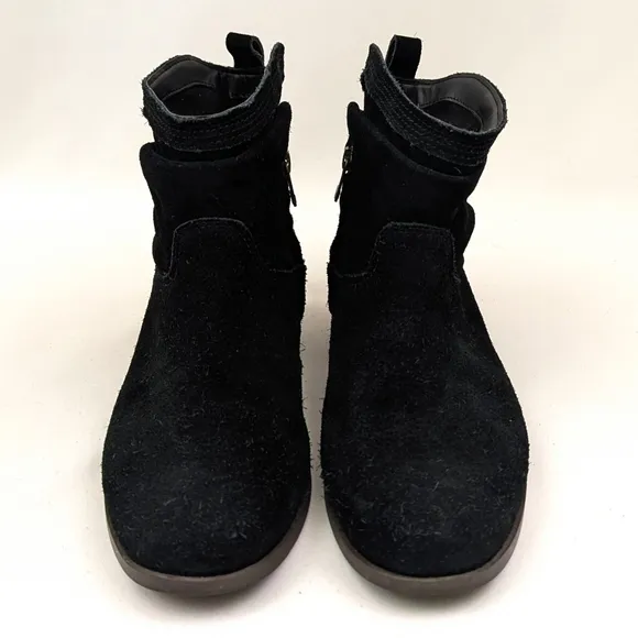 UGG Koolaburra Lorelei Suede Slouch Booties Side Zip Round Toe Black size 9.5